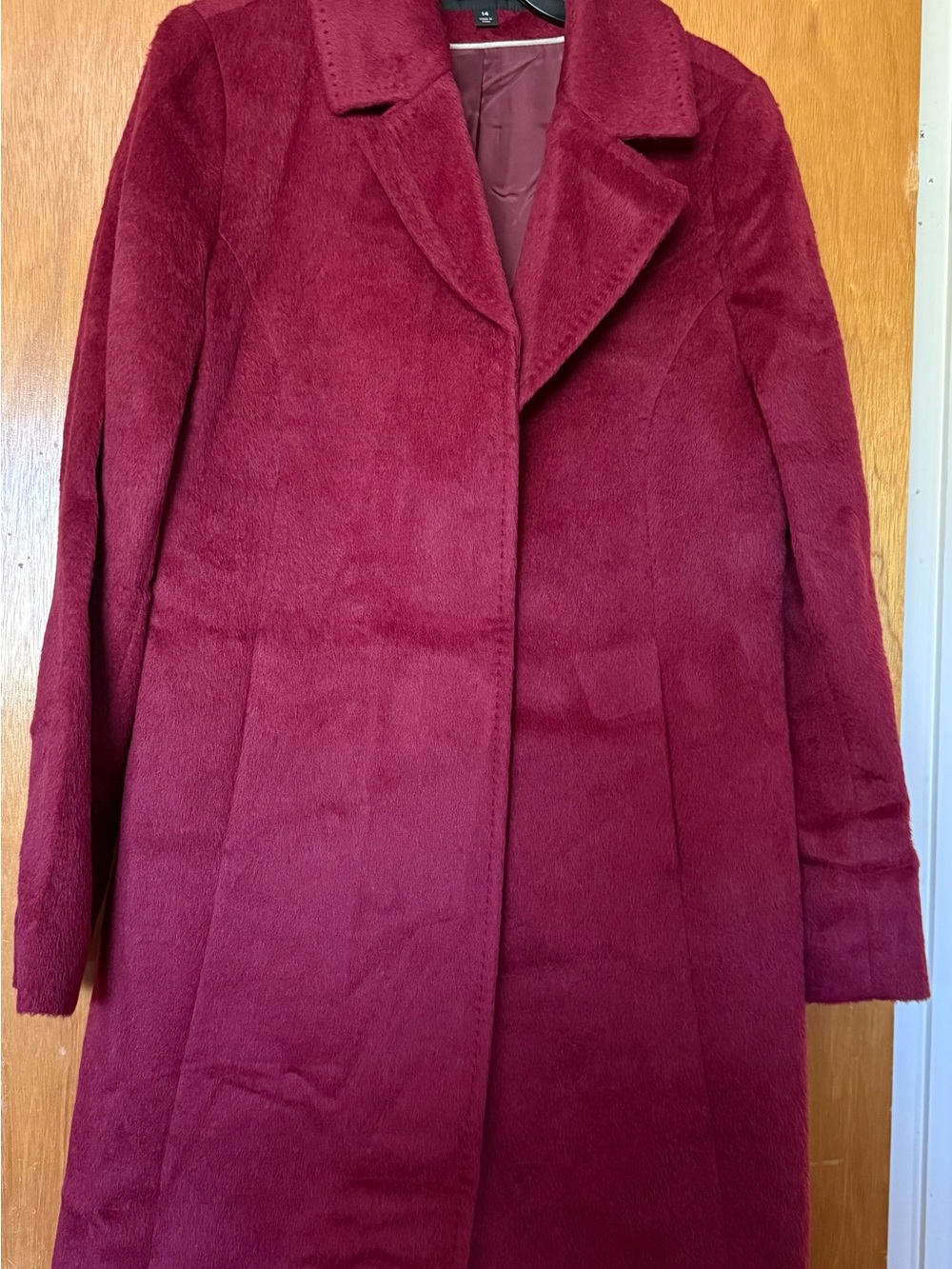 Katherine Kelly Suri Alpaca Blend Long Burgundy Coat